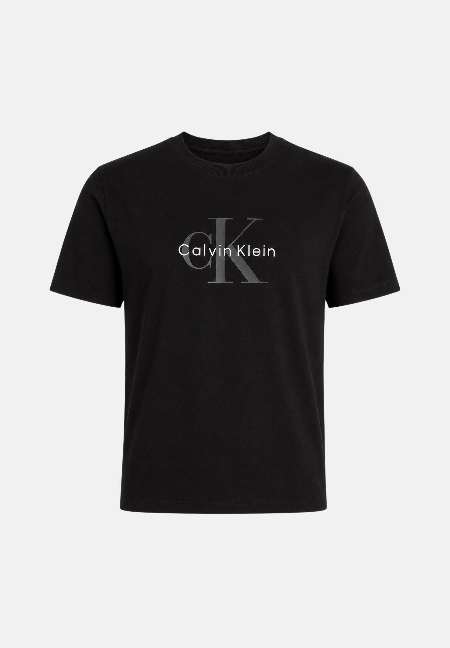 CALVIN KLEIN T-shirt HERO SS CLASSIC MONOLOGO CN, nera da donna con logo frontale tono su tono<BR/> LV047B865G UB1 CALVIN KLEIN 