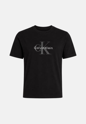 CALVIN KLEIN T-shirt HERO SS CLASSIC MONOLOGO CN, nera da donna con logo frontale tono su tono<BR/> LV047B865G UB1 CALVIN KLEIN 