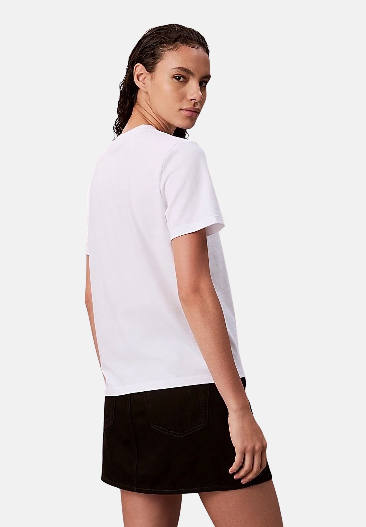 CALVIN KLEIN T-shirt Monogram Logo colore brand Bright White, corrispondente al bianco, da donna. LV047B865G YAA CALVIN KLEIN 