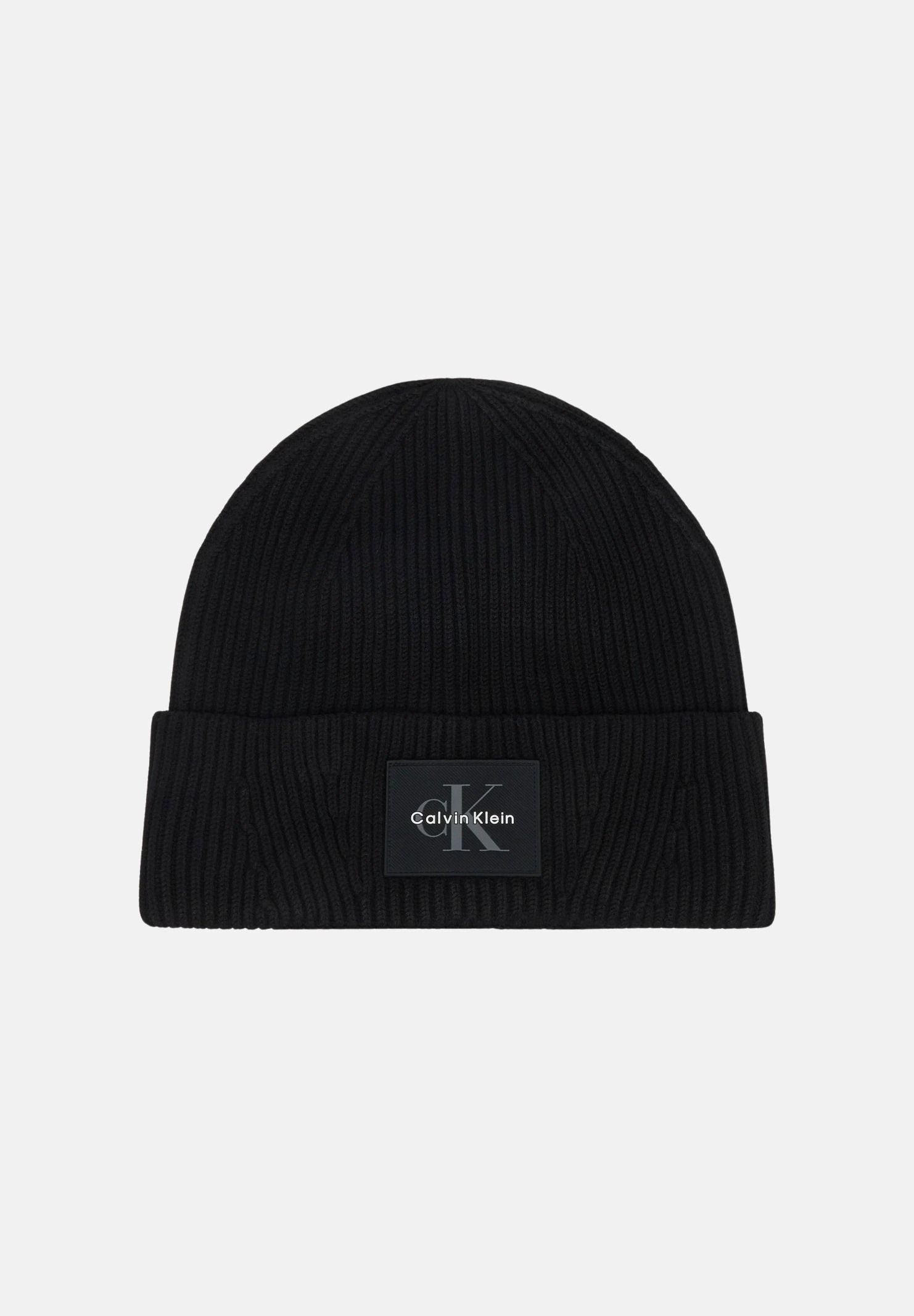 CALVIN KLEIN Cappello BEANIE  di lana nero per uomo e donna con patch logo frontale. LV04D8096G UB1 CALVIN KLEIN 