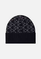 CALVIN KLEIN Cappello di lana nero per uomo e donna con motivo monogram e patch logo. LV04D8106G UB1 CALVIN KLEIN 