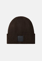 CALVIN KLEIN Berretto WOOL CASHMERE BLEND Delicioso marrone scuro per uomo e donna,  con risvolto e patch logo.<BR/> LV04D8109G BAL CALVIN KLEIN 