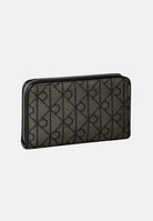 CALVIN KLEIN portafogli zip around con motivo monogram, colore Lotus Beige-Black, beige e nero, donna. LV04F1163G 7UL CALVIN KLEIN 