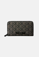 CALVIN KLEIN portafogli zip around con motivo monogram, colore Lotus Beige-Black, beige e nero, donna. LV04F1163G 7UL CALVIN KLEIN 