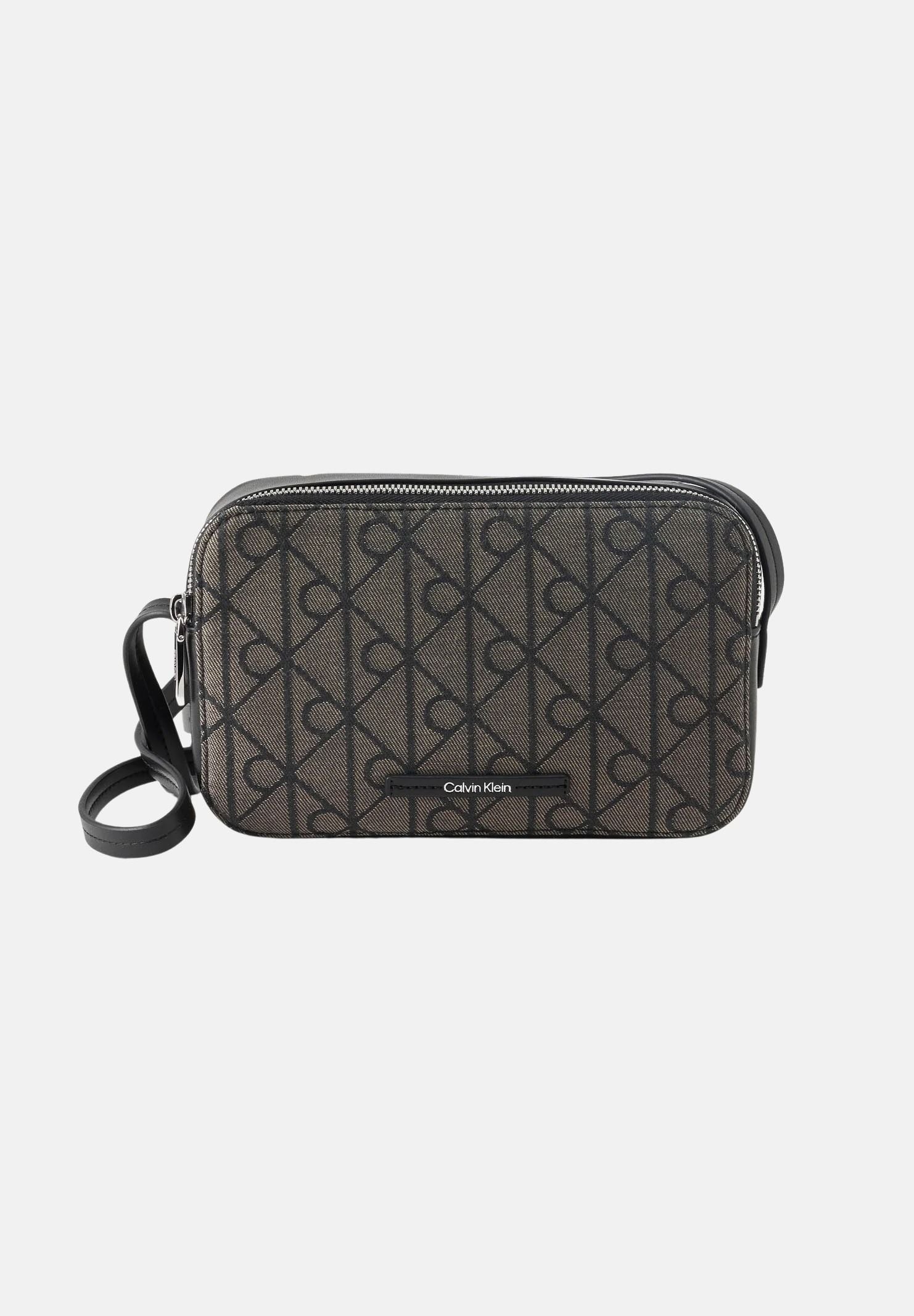 CALVIN KLEIN Borsa a tracolla Emblem Jacquard Camera Bag colore Lotus Beige-Black, beige e nero da donna LV04F3533G 7UL CALVIN KLEIN 