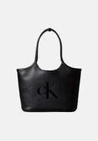 CALVIN KLEIN Borsa a spalla nera da donna con manico singolo e maxi logo in rilievo. LV04F3562G UB1 CALVIN KLEIN 
