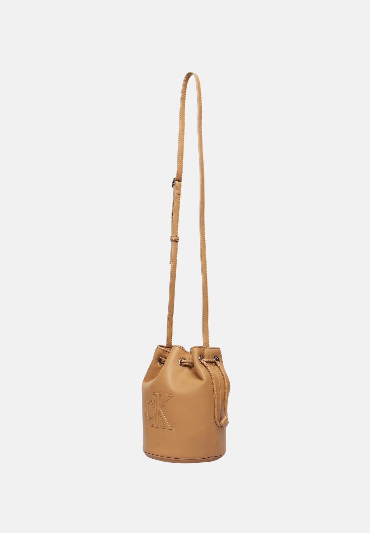 CALVIN KLEIN Borsa a secchiello BOLD CK BUCKET in eco-pelle beige cammello da donna LV04F3640G RAJ CALVIN KLEIN 