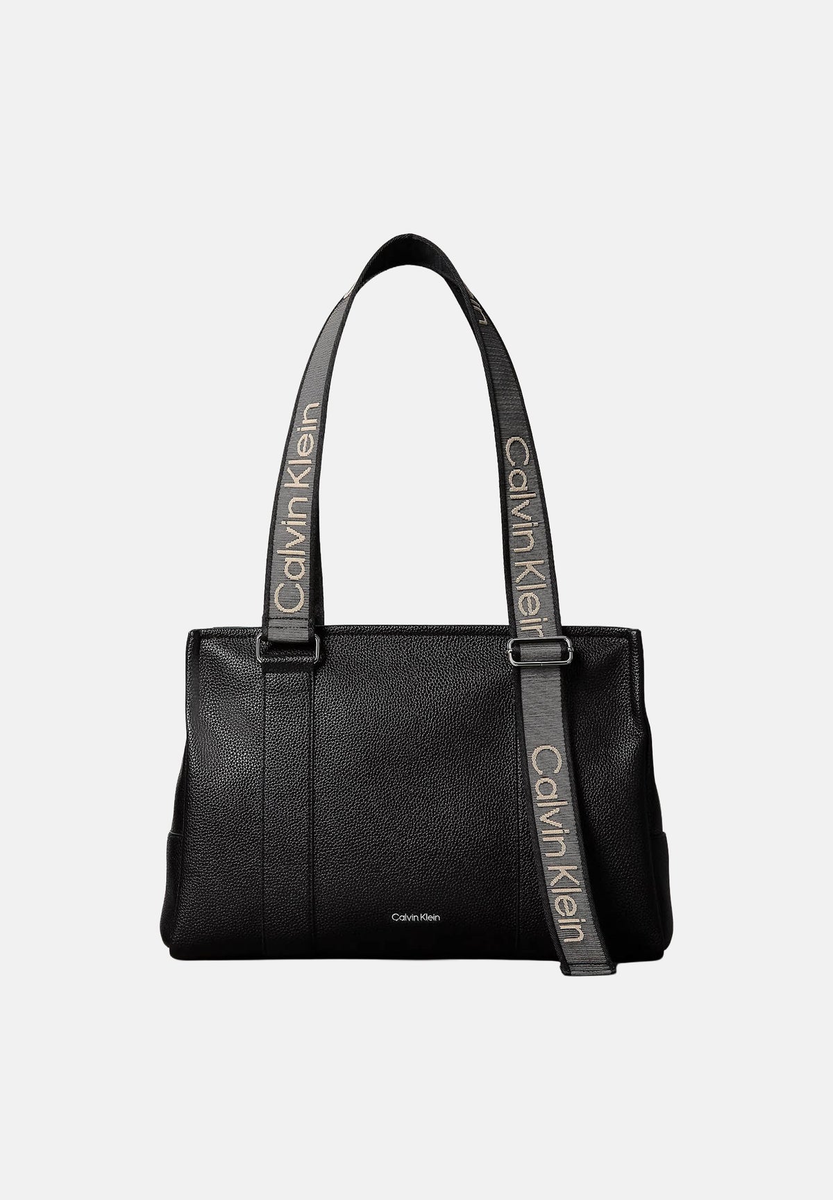 CALVIN KLEIN Shopper a mano in eco-pelle martellata nera per donna con doppi manici e dettagli con logo. LV04F3644G UB1 CALVIN KLEIN 