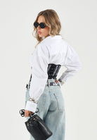 CALVIN KLEIN JEANS Camicia BRILLIANT bianco, da donna con logo ricamato sul petto<BR/> LV047F104G YAA CALVIN KLEIN JEANS 