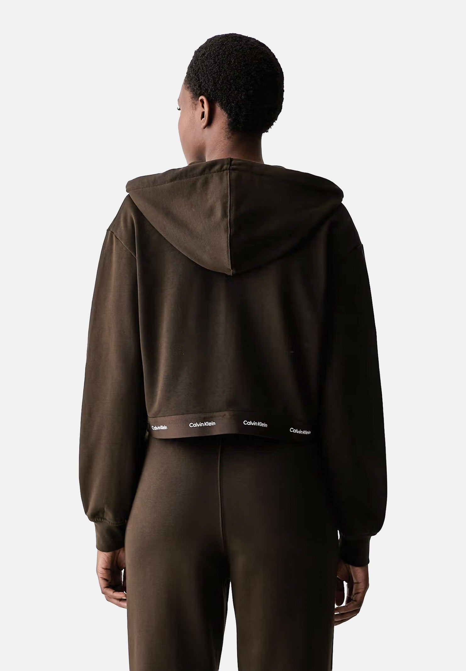 CALVIN KLEIN JEANS Felpa LS TERRY, dark coffe, marrone caffè, da donna con zip e cappuccio LV047G252G TO2 CALVIN KLEIN JEANS 