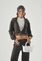 CALVIN KLEIN JEANS Felpa LS TERRY, dark coffe, marrone caffè, da donna con zip e cappuccio LV047G252G TO2 CALVIN KLEIN JEANS 