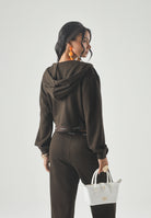 CALVIN KLEIN JEANS Felpa LS TERRY, dark coffe, marrone caffè, da donna con zip e cappuccio LV047G252G TO2 CALVIN KLEIN JEANS 