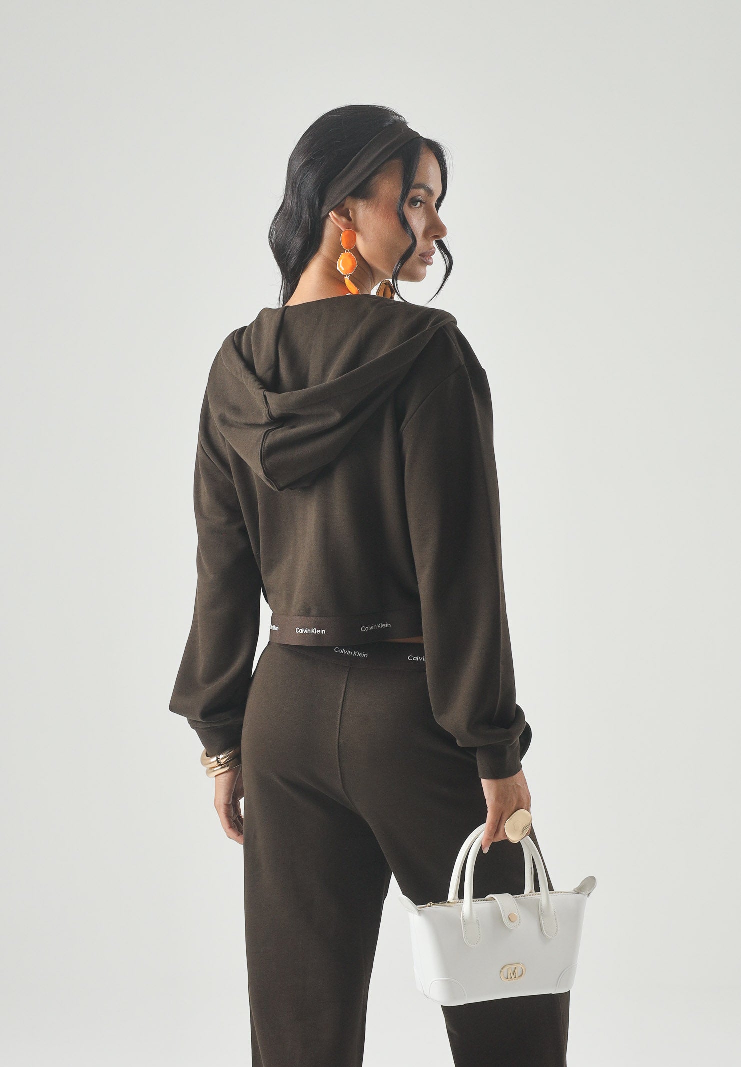 CALVIN KLEIN JEANS Felpa LS TERRY, dark coffe, marrone caffè, da donna con zip e cappuccio LV047G252G TO2 CALVIN KLEIN JEANS 