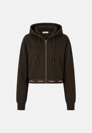 CALVIN KLEIN JEANS Felpa LS TERRY, dark coffe, marrone caffè, da donna con zip e cappuccio LV047G252G TO2 CALVIN KLEIN JEANS 