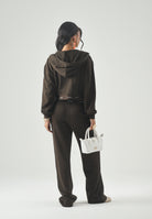 CALVIN KLEIN JEANS Pantaloni WAISTBAND, dark coffe, marrone scuro da donna con fascia elastica logata<BR/> LV047G253G TO2 CALVIN KLEIN JEANS 