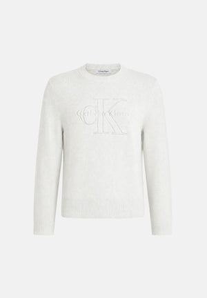 CALVIN KLEIN JEANS Maglia LOGO  OUTLINE  grigio chiaro da donna  con logo CK outline frontale LV047G322G P74 CALVIN KLEIN JEANS 