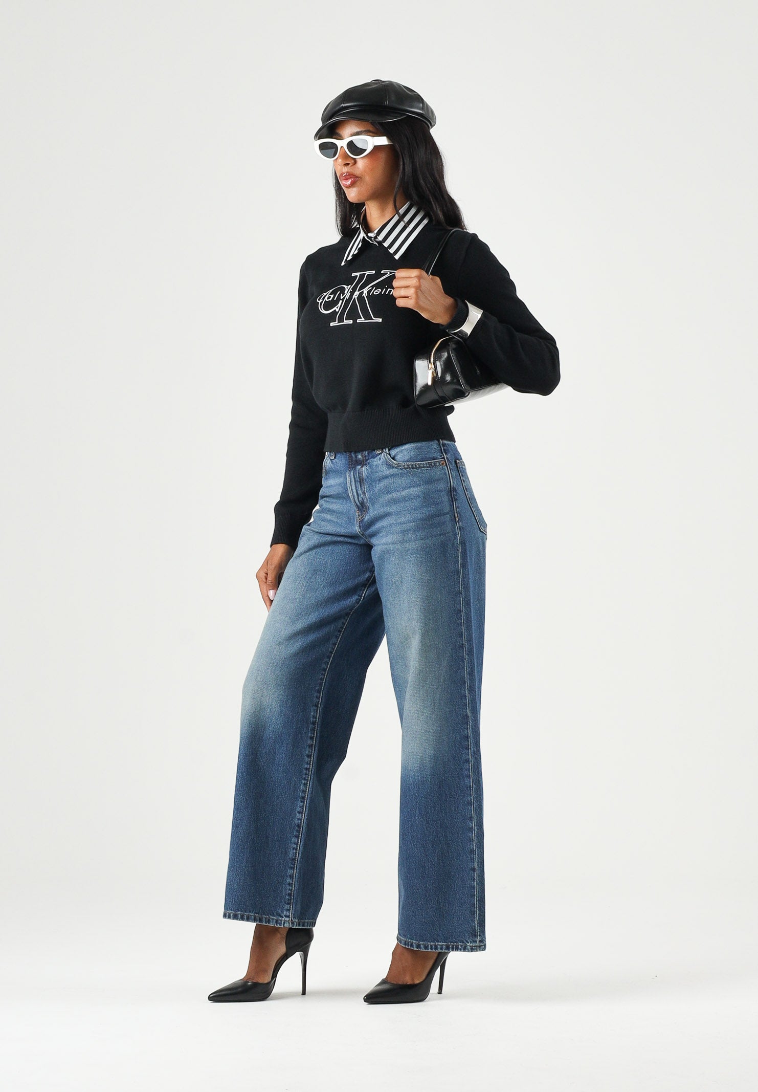 CALVIN KLEIN JEANS Maglia LOGO OUTLINE, nero da donna <BR/> LV047G322G UB1 CALVIN KLEIN JEANS 