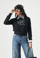 CALVIN KLEIN JEANS Maglia Logo Outline LS Top black nero, colore basico nero, donna. LV047G322G UB1 CALVIN KLEIN JEANS 