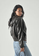 CALVIN KLEIN JEANS GiubbottoFAUX LEATHER HOODED in pelle dark coffe- marrone scuro da donna <BR/> LV047G516G TO2 CALVIN KLEIN JEANS 