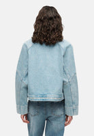 CALVIN KLEIN JEANS Giacca BOXY di jeans, tape denim azzurro chiaro da donna con nastro logato Calvin Klein.<BR/> LV047G726G YP3 CALVIN KLEIN JEANS 