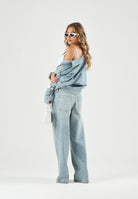 CALVIN KLEIN JEANS Giacca BOXY di jeans, tape denim azzurro chiaro da donna con nastro logato Calvin Klein.<BR/> LV047G726G YP3 CALVIN KLEIN JEANS 