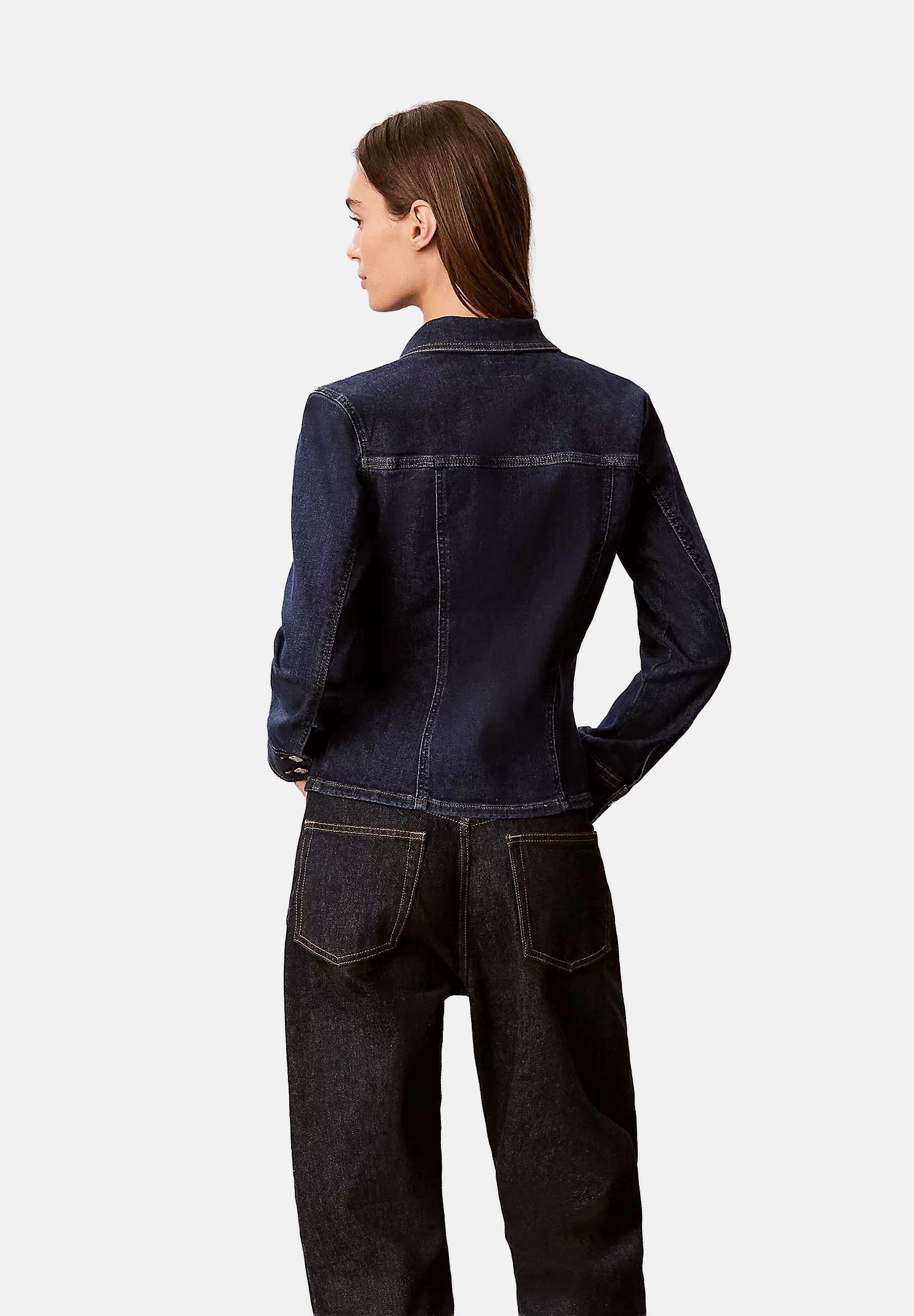 CALVIN KLEIN JEANS Giubbotto di jeans SCULPT TRUCKER in denim blu da donna <BR/> LV047G749G N8D CALVIN KLEIN JEANS 