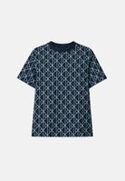 CALVIN KLEIN JEANS T-shirt  CLASSIC SEASONAL blu da donna con motivo geometrico monogramma CK all-over.<BR/> LV047G811G CEF CALVIN KLEIN JEANS 