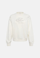 CALVIN KLEIN JEANS Felpa BABY TERRY SEASONAL girocollo panna da donna con monogramma CK tono su tono LV047G820G YAS CALVIN KLEIN JEANS 