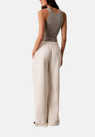 CALVIN KLEIN JEANS Pantaloni sportivi Logo Embroidered Sweatpants tofu avorio, colore basico bianco, donna. LV047G822G YAS CALVIN KLEIN JEANS 