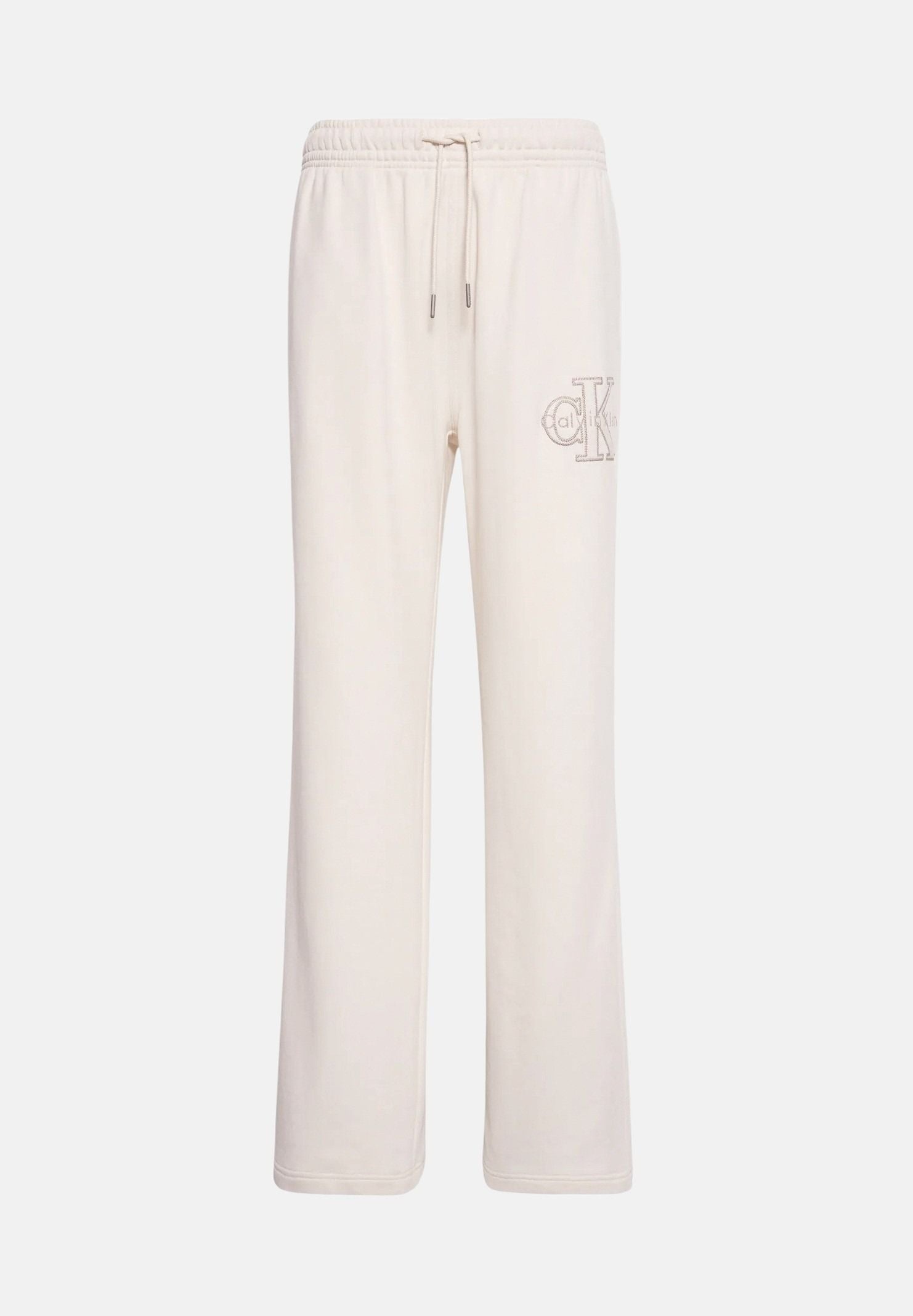 CALVIN KLEIN JEANS Pantaloni EMBROIDERED tofu avorio da donna con logo CK ricamato sulla gamba LV047G822G YAS CALVIN KLEIN JEANS 