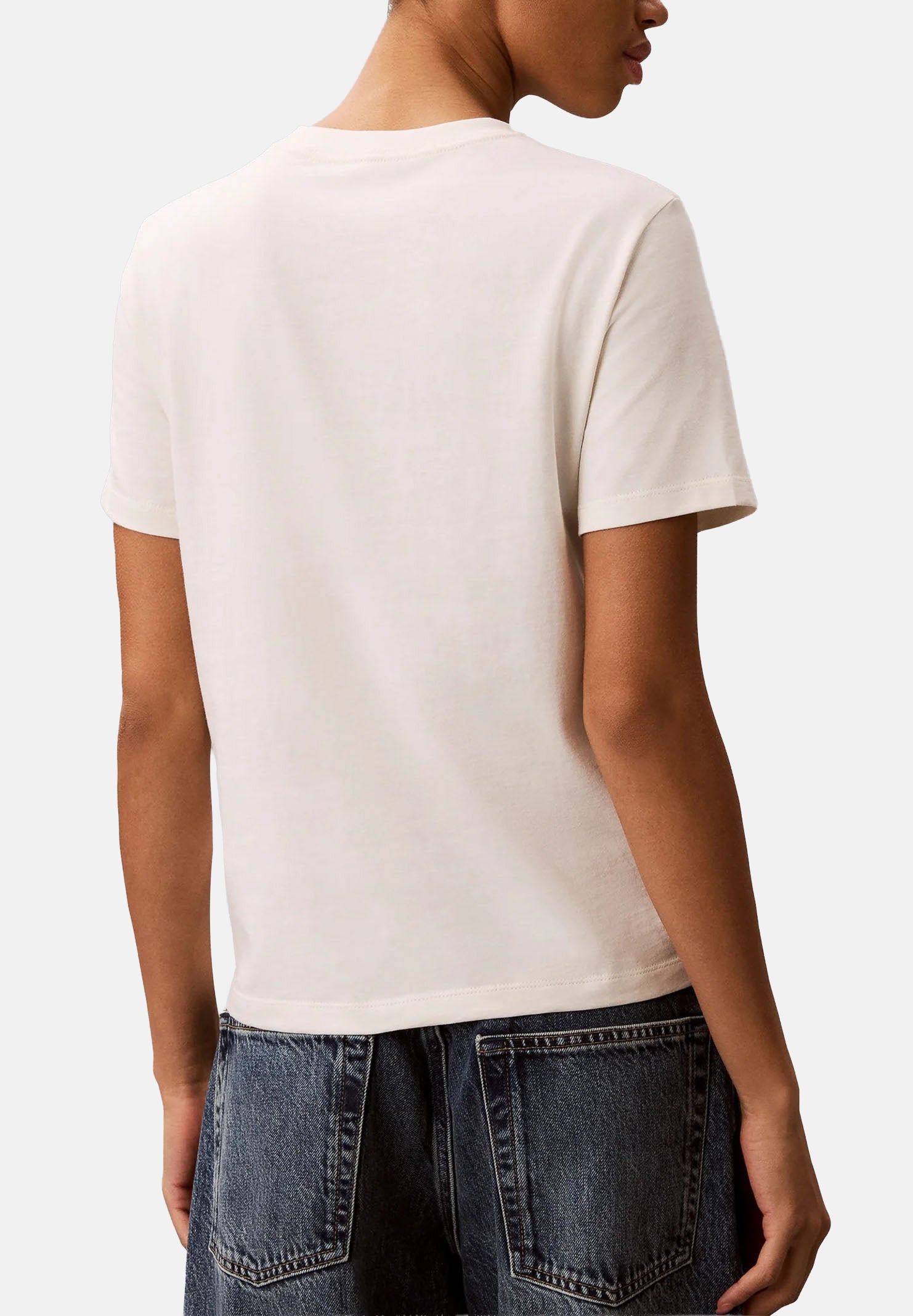 CALVIN KLEIN JEANS T-shirt SS BABY TERRY, hero panna da donna <BR/>con maxi monogramma CK tono su tono LV047G829G YAS CALVIN KLEIN JEANS 