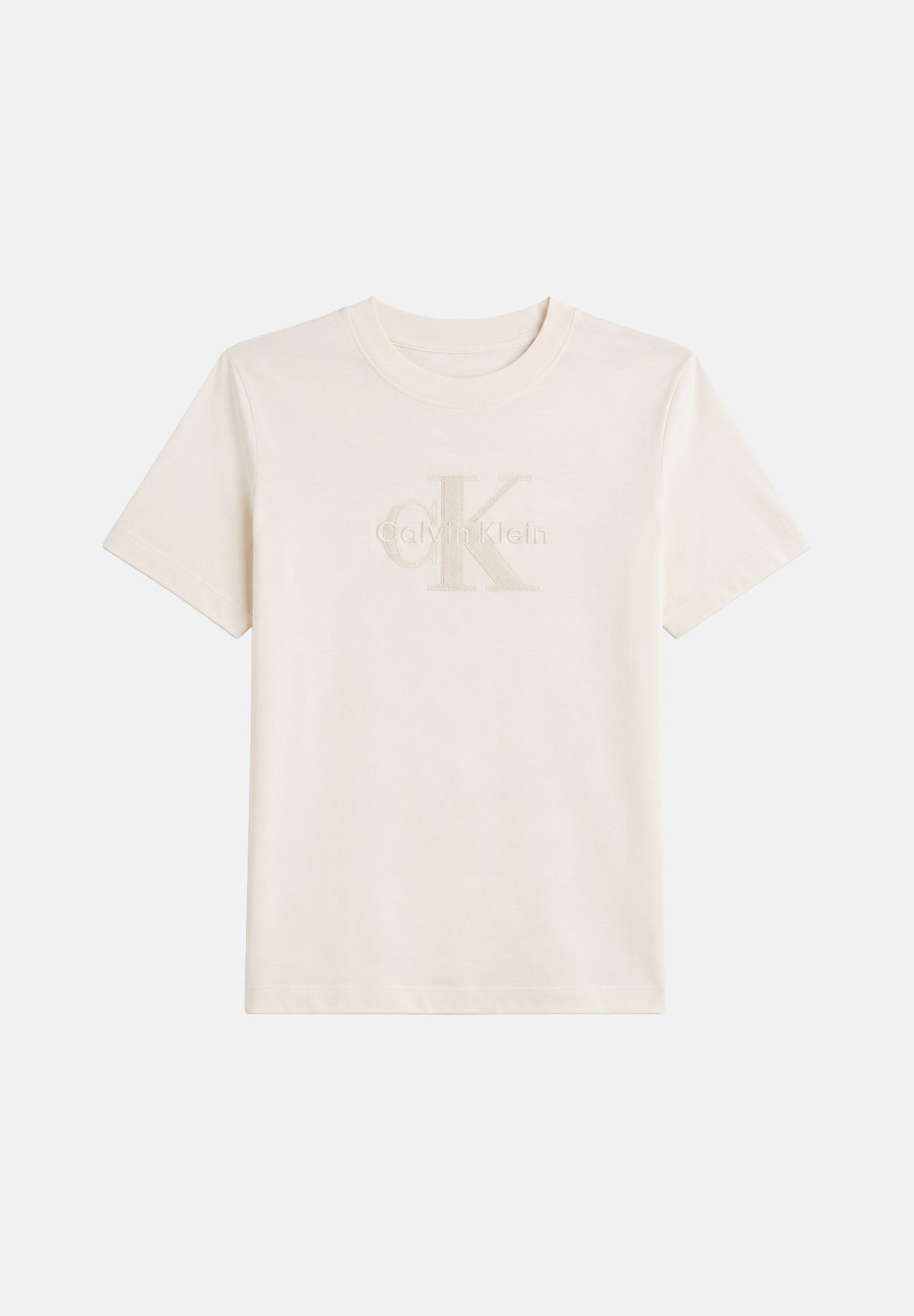 CALVIN KLEIN JEANS T-shirt SS BABY TERRY, hero panna da donna <BR/>con maxi monogramma CK tono su tono LV047G829G YAS CALVIN KLEIN JEANS 