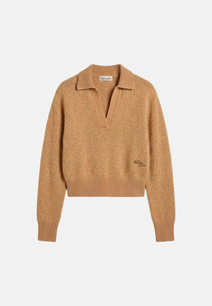 CALVIN KLEIN JEANS Maglione con colletto a V Champagne- beige cammello da donna LV047H302G RBL CALVIN KLEIN JEANS 