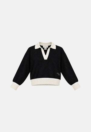 CALVIN KLEIN JEANS maglione donna nero e bianco panna, con colletto a contrasto, scollo a V, maniche lunghe e fondo a costine. LV047H302G UB1 CALVIN KLEIN JEANS 