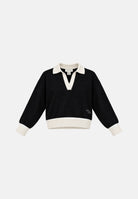 CALVIN KLEIN JEANS maglione donna nero e bianco panna, con colletto a contrasto, scollo a V, maniche lunghe e fondo a costine. LV047H302G UB1 CALVIN KLEIN JEANS 