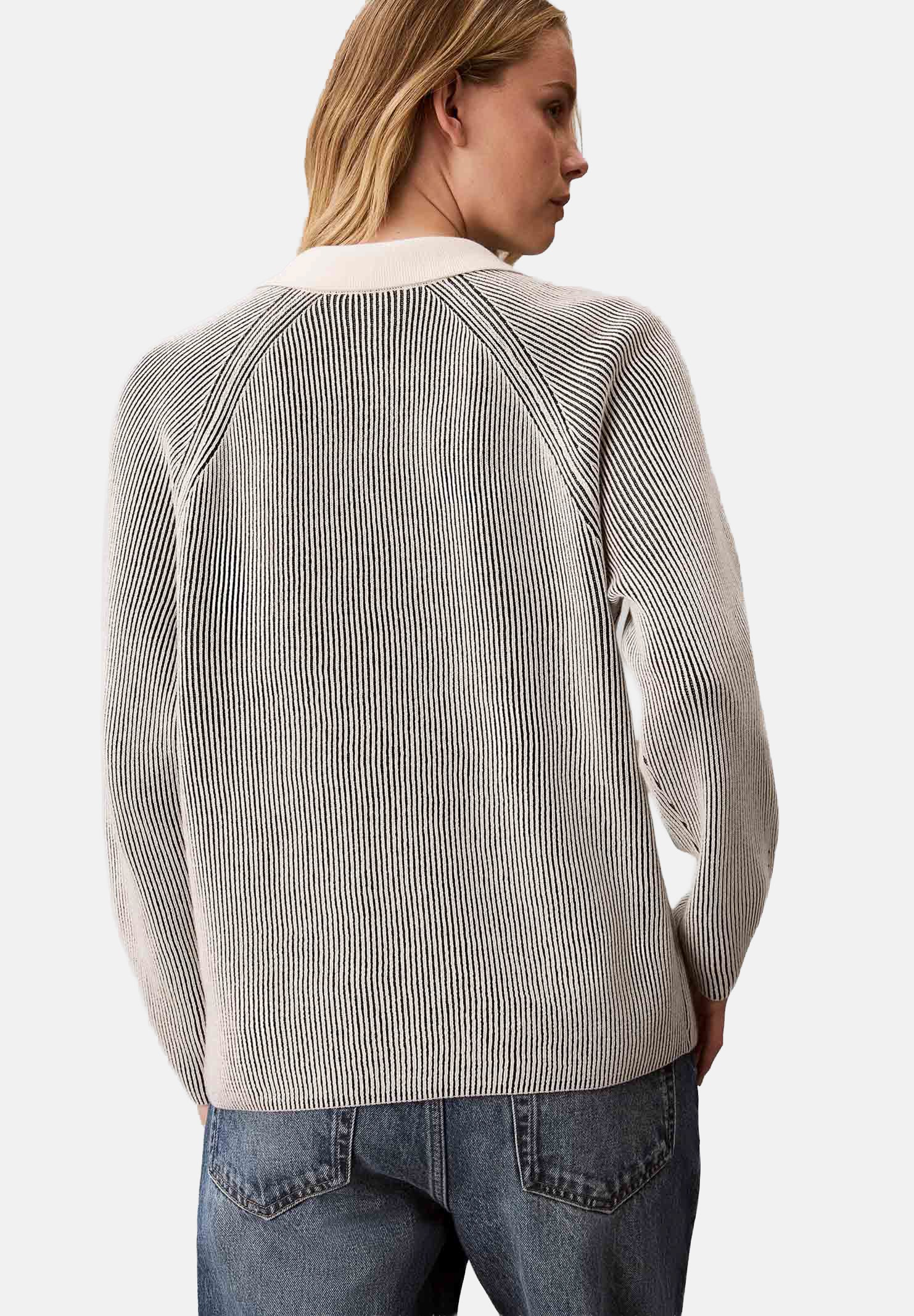 CALVIN KLEIN JEANS Maglione con colletto a polo grigio tortora e bianco panna da donna LV047H316G UB1 CALVIN KLEIN JEANS 