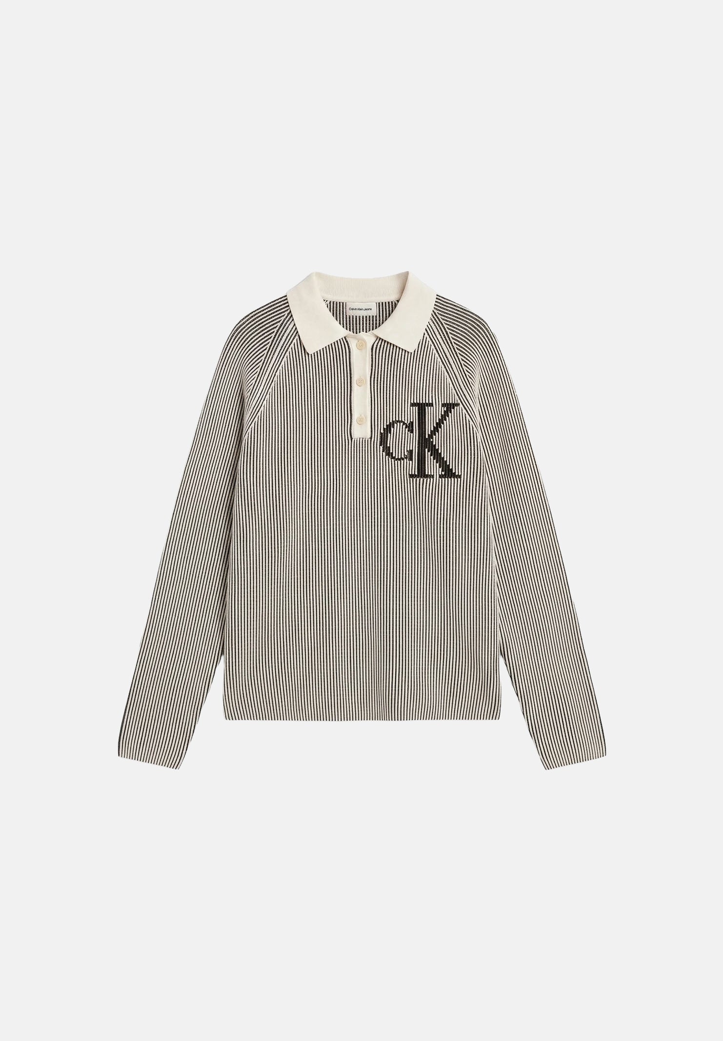 CALVIN KLEIN JEANS Maglione con colletto a polo grigio tortora e bianco panna da donna LV047H316G UB1 CALVIN KLEIN JEANS 
