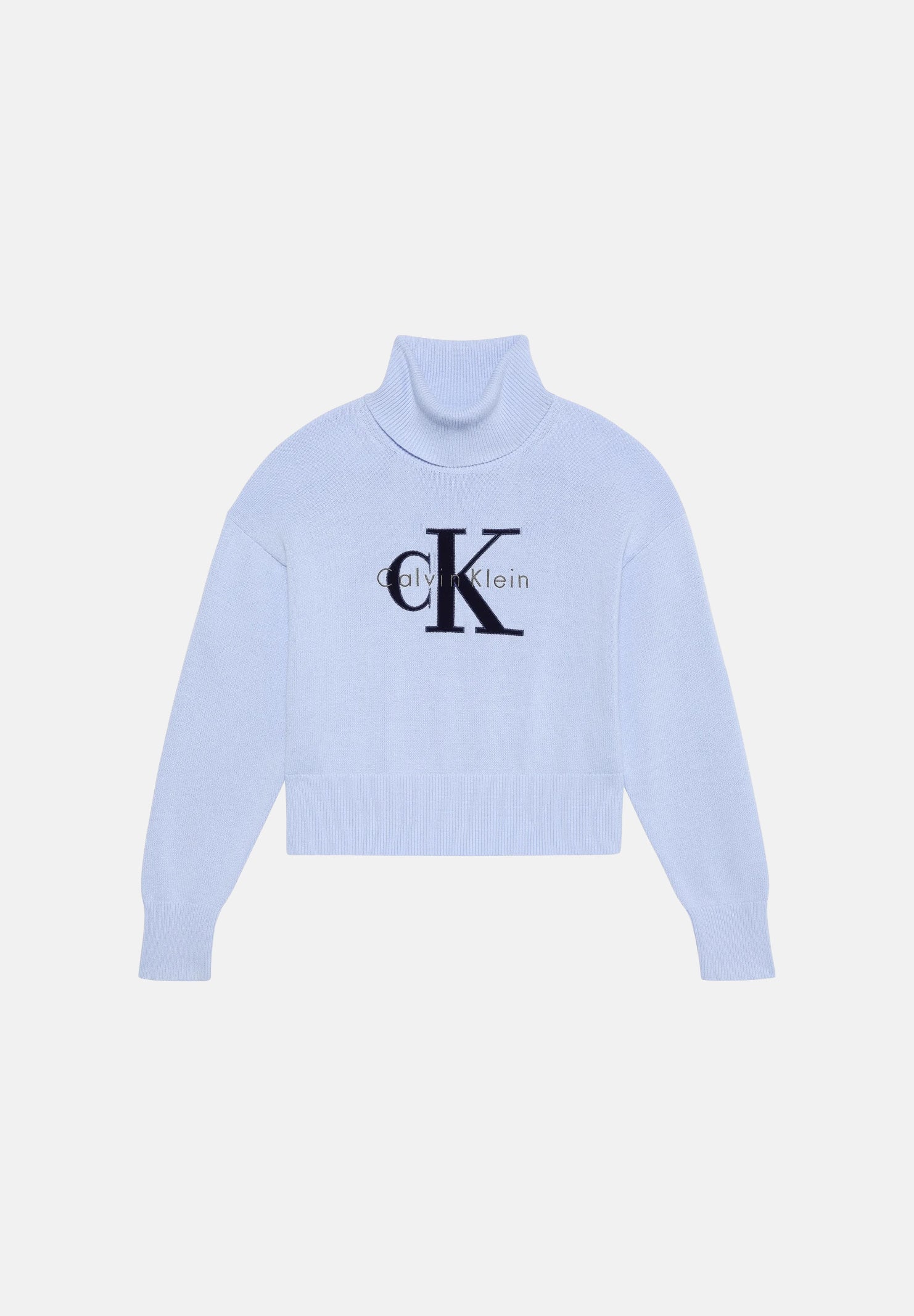 CALVIN KLEIN JEANS Maglione a collo alto LS LOGO TNECK Sweet Blue azzurro pastello da donna LV047H329G C3Q CALVIN KLEIN JEANS 