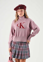 CALVIN KLEIN JEANS Maglione a collo alto LS LOGO TNECK PULLOVER  rosa malva da donna LV047H329G VCB CALVIN KLEIN JEANS 