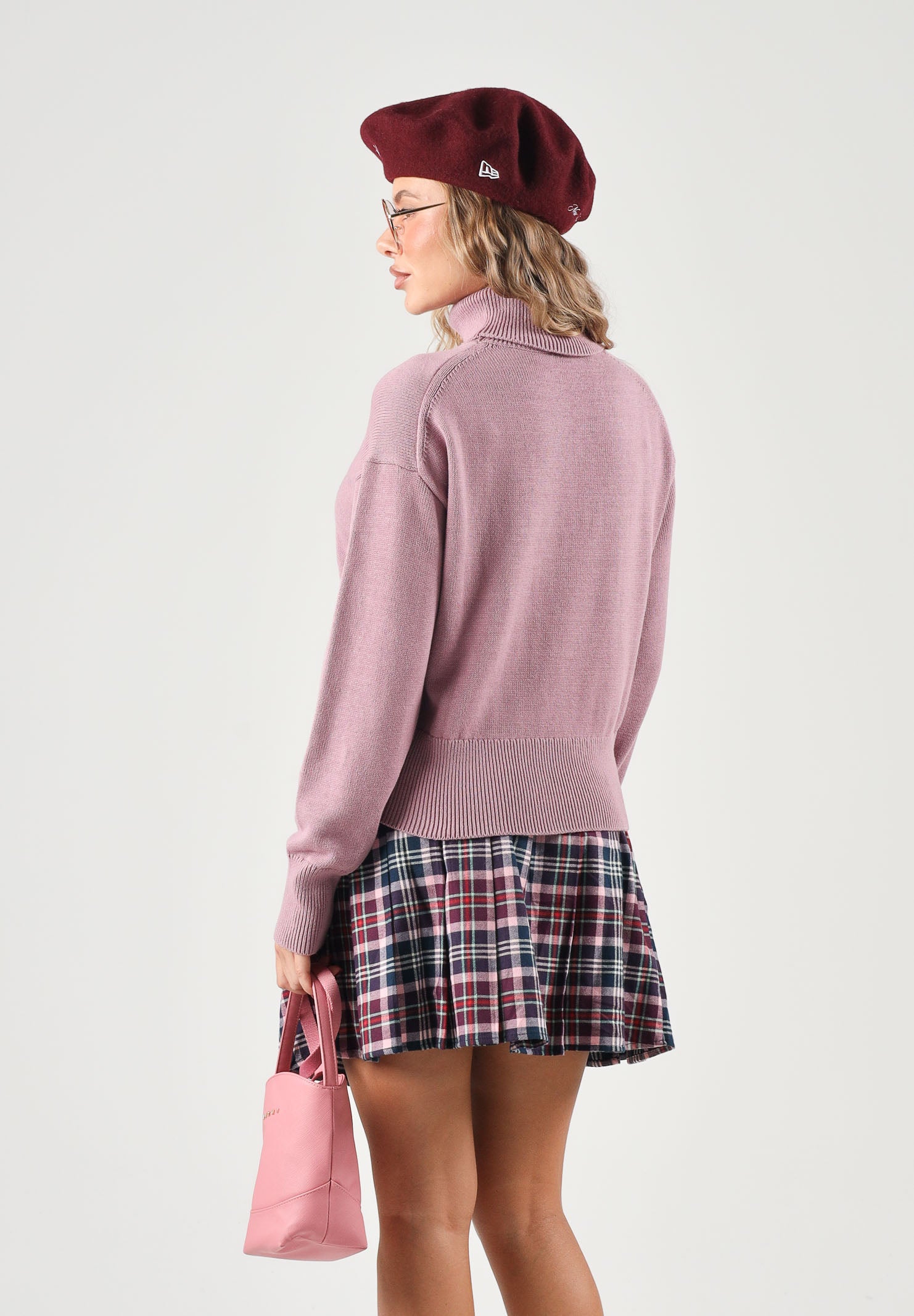 CALVIN KLEIN JEANS Maglione a collo alto LS LOGO TNECK PULLOVER  rosa malva da donna LV047H329G VCB CALVIN KLEIN JEANS 