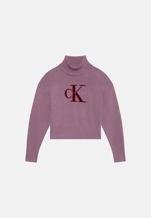 CALVIN KLEIN JEANS Maglione a collo alto LS LOGO TNECK PULLOVER  rosa malva da donna LV047H329G VCB CALVIN KLEIN JEANS 