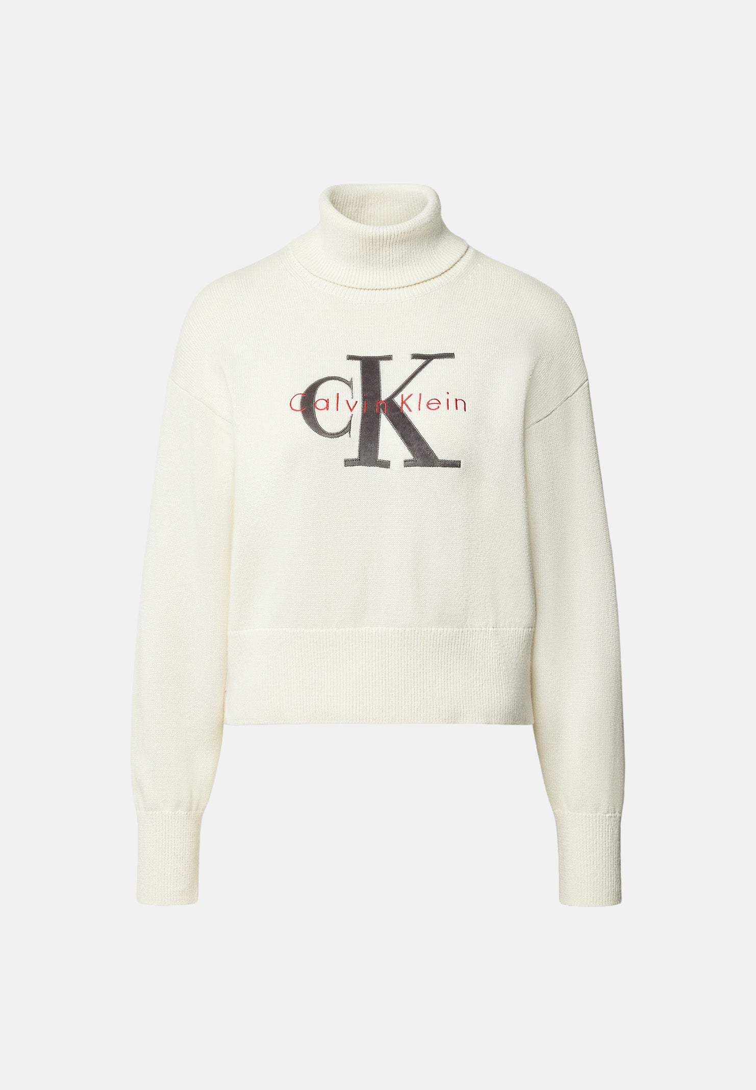 CALVIN KLEIN JEANS Maglione a collo alto LS LOGO TNECK Tofu bianco panna da donna LV047H329G YAS CALVIN KLEIN JEANS 