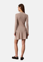 CALVIN KLEIN JEANS Abito MOCKNECK LS MINIDRESS  beige avena mélange da donna con gonna effetto svasato LV047H368G 2JX CALVIN KLEIN JEANS 