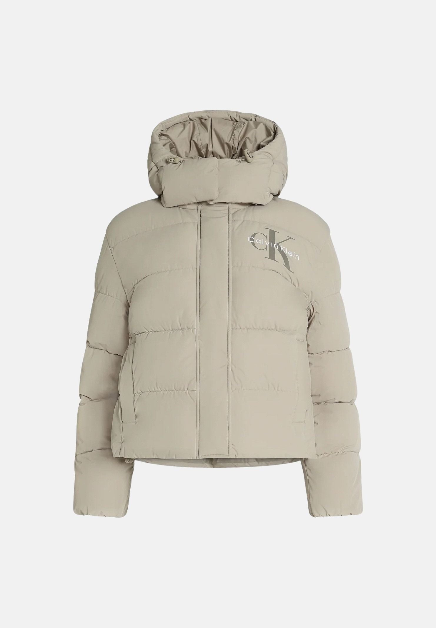 CALVIN KLEIN JEANS Piumino corto MATTE MONOLOGO PUFFER JACKET Crockery beige  da donna LV047H506G PBF CALVIN KLEIN JEANS 