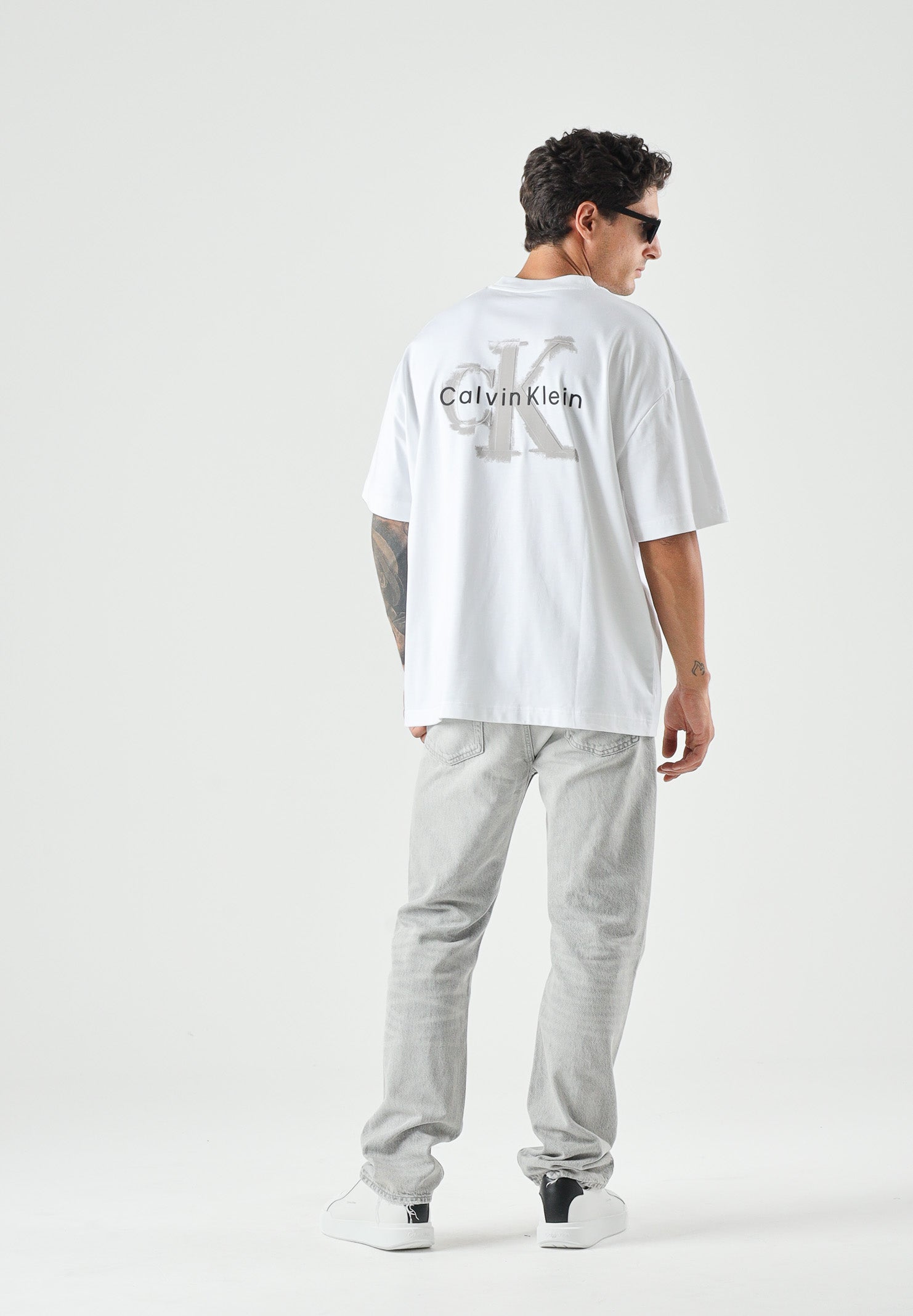 CALVIN KLEIN JEANS T-shirt EMBOSSED bright white bianca da uomo<BR/> LV04RAB806 YAF CALVIN KLEIN JEANS 