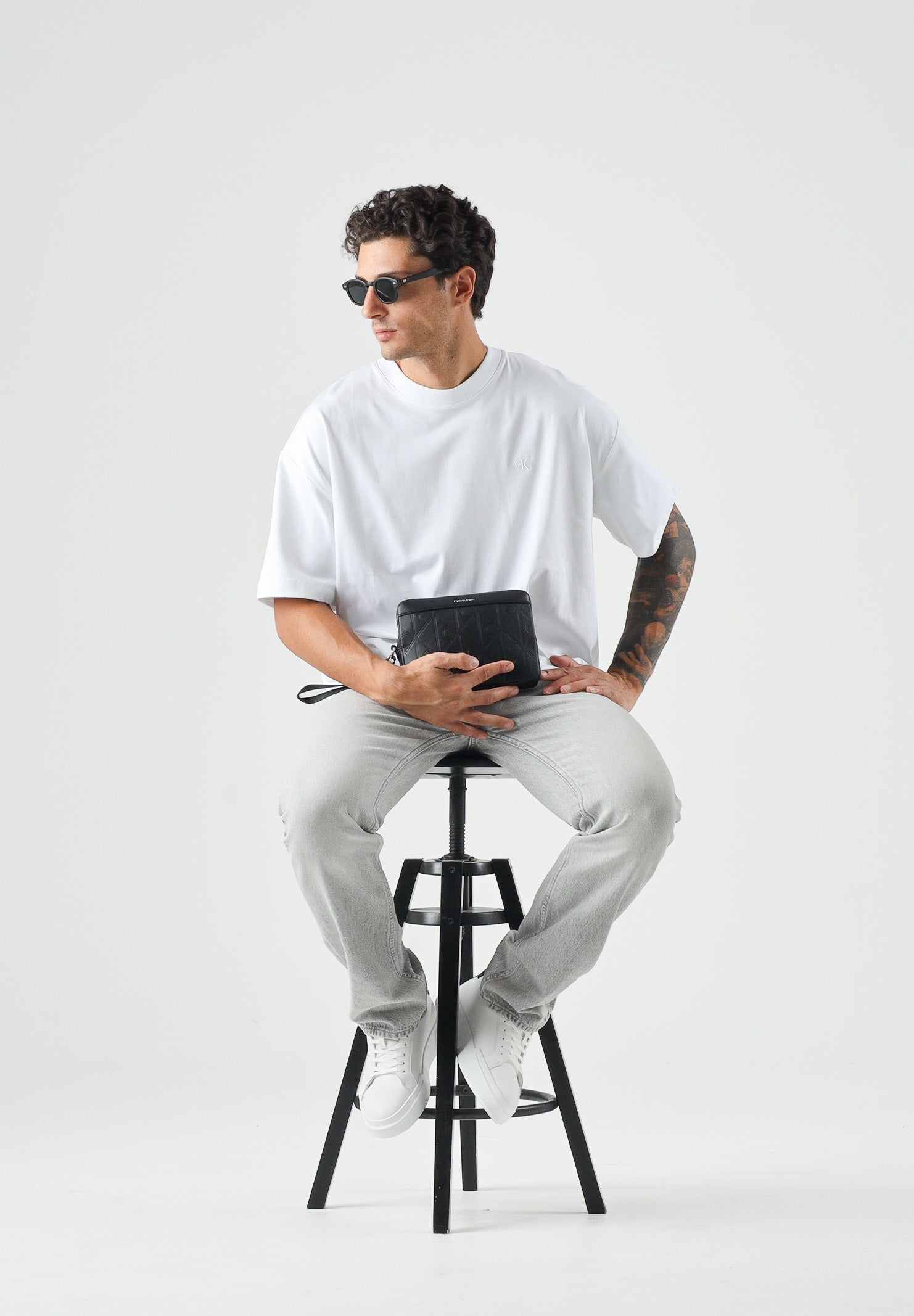 CALVIN KLEIN JEANS T-shirt EMBOSSED bright white bianca da uomo<BR/> LV04RAB806 YAF CALVIN KLEIN JEANS 