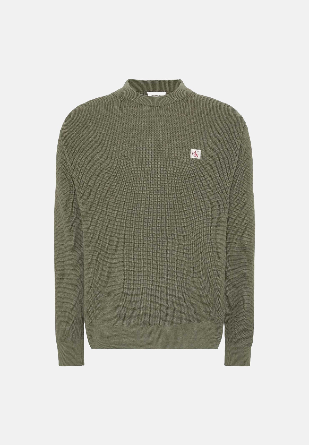 CALVIN KLEIN JEANS Maglione in cotone a nido d'ape colore Dusty Olive, verde oliva, da uomo LV04RD313G LDY CALVIN KLEIN JEANS 