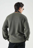 CALVIN KLEIN JEANS Maglione in cotone a nido d'ape colore Dusty Olive, verde oliva, da uomo LV04RD313G LDY CALVIN KLEIN JEANS 