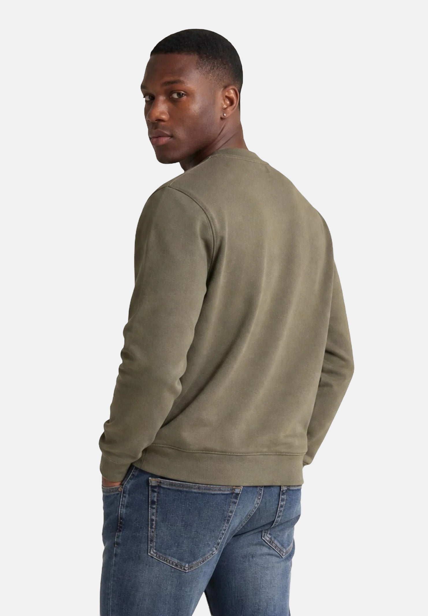 CALVIN KLEIN JEANS Felpa girocollo Dusty Olive, verde oliva, da uomo con patch logo e motivo in tinta unita. LV04RG268G LDY CALVIN KLEIN JEANS 