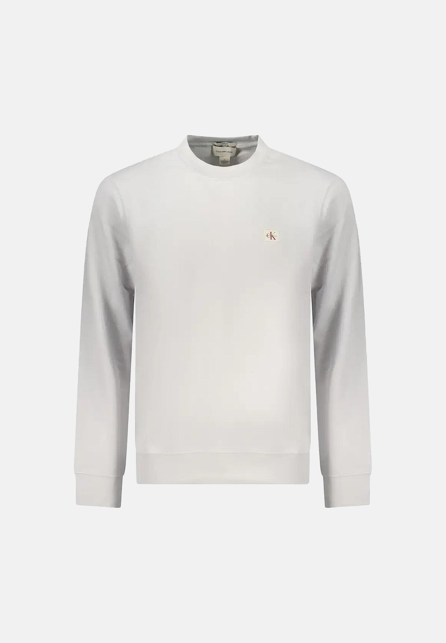CALVIN KLEIN JEANS Felpa girocollo pumice stone, grigio chiaro da uomo con patch logo LV04RG268G PSX CALVIN KLEIN JEANS 
